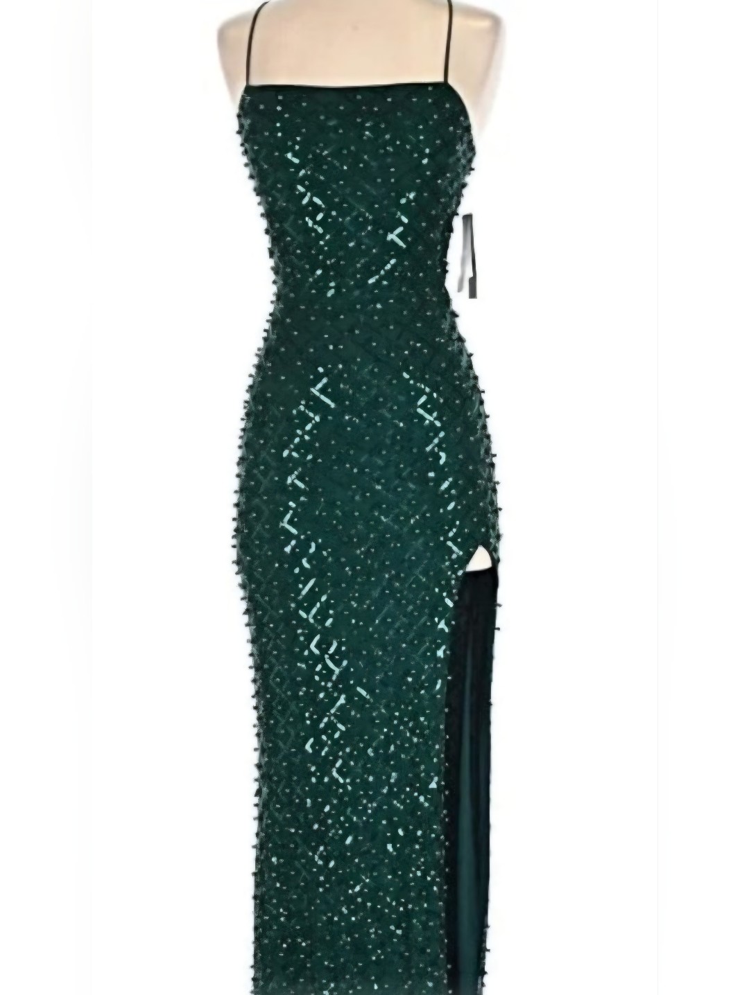 Beaded Teal Evening Slip Dress - Elegant Strappy Gown